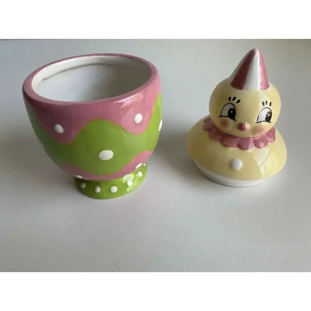 Johanna Parker Carnival Cottage Easter Egg Canister With Chick Topper Ceramic‎